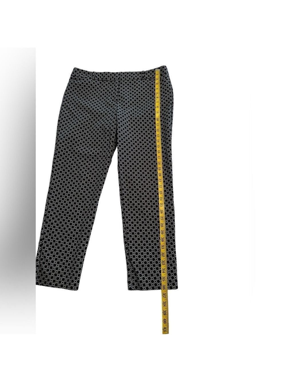 Liz Claiborne Emma Ankle Career Pants Geometric Stretch Black Womens Size 12